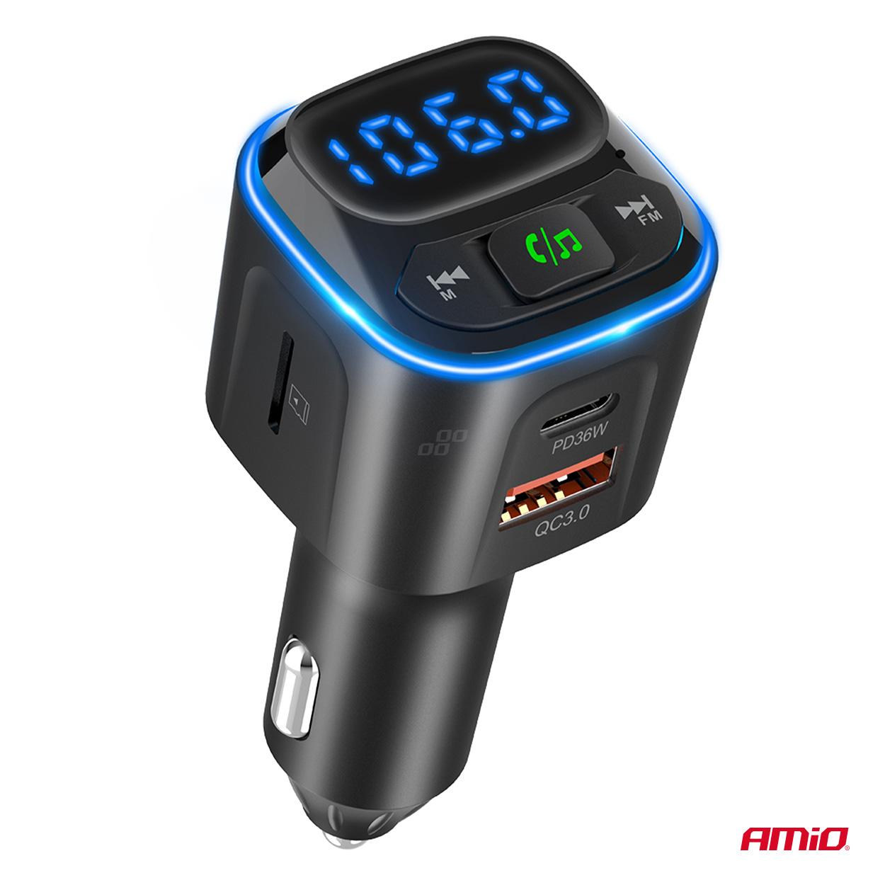Transmisor FM 1×USB-A 2×USB-C 12V 24V AMIO-04651 10 Transmisor FM 1×USB-A 2×USB-C 12V 24V AMIO-04651
