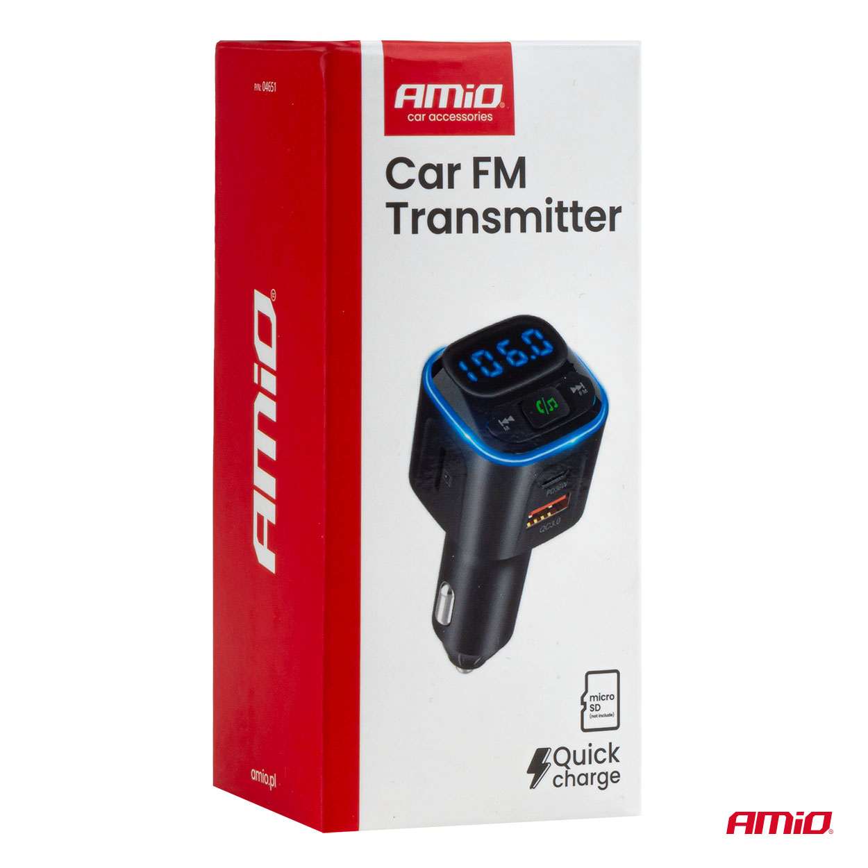 Transmisor FM 1×USB-A 2×USB-C 12V 24V AMIO-04651 11 Transmisor FM 1×USB-A 2×USB-C 12V 24V AMIO-04651