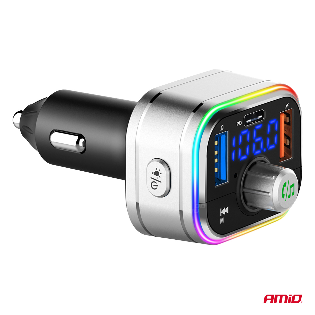 Transmisor FM 1×USB-C microSD 12V 24V AMIO-04652 7 Transmisor FM 1×USB-C microSD 12V 24V AMIO-04652