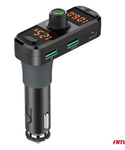 Transmisor FM 2×USB-A 1×USB-C mircoSD 12V 24V AMIO-04653