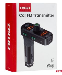 Transmisor FM 2×USB-A 1×USB-C mircoSD 12V 24V AMIO-04653