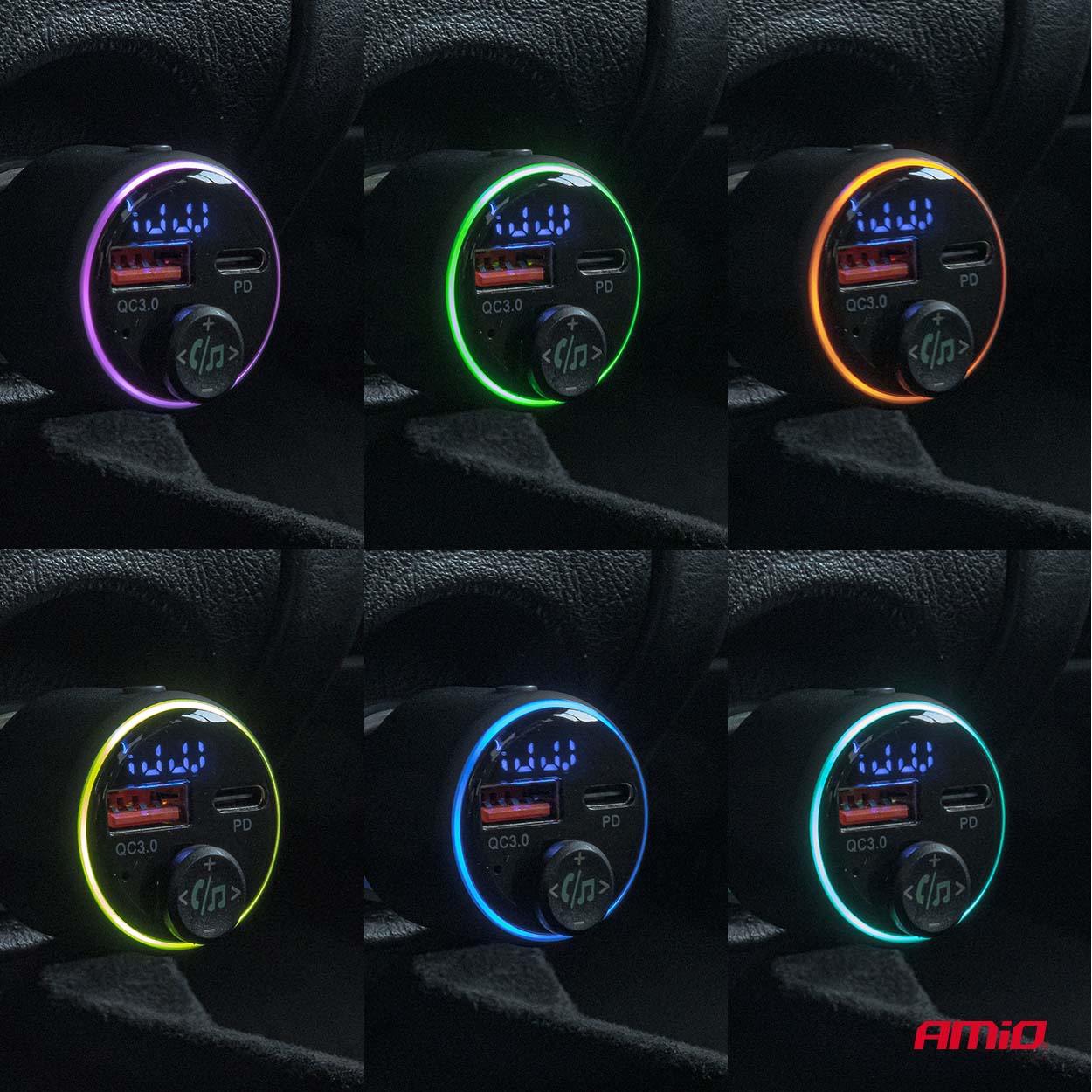 Transmisor FM 1×USB-A 1×USB-C 12V 24V AMIO-04655 5 Transmisor FM 1×USB-A 1×USB-C 12V 24V AMIO-04655