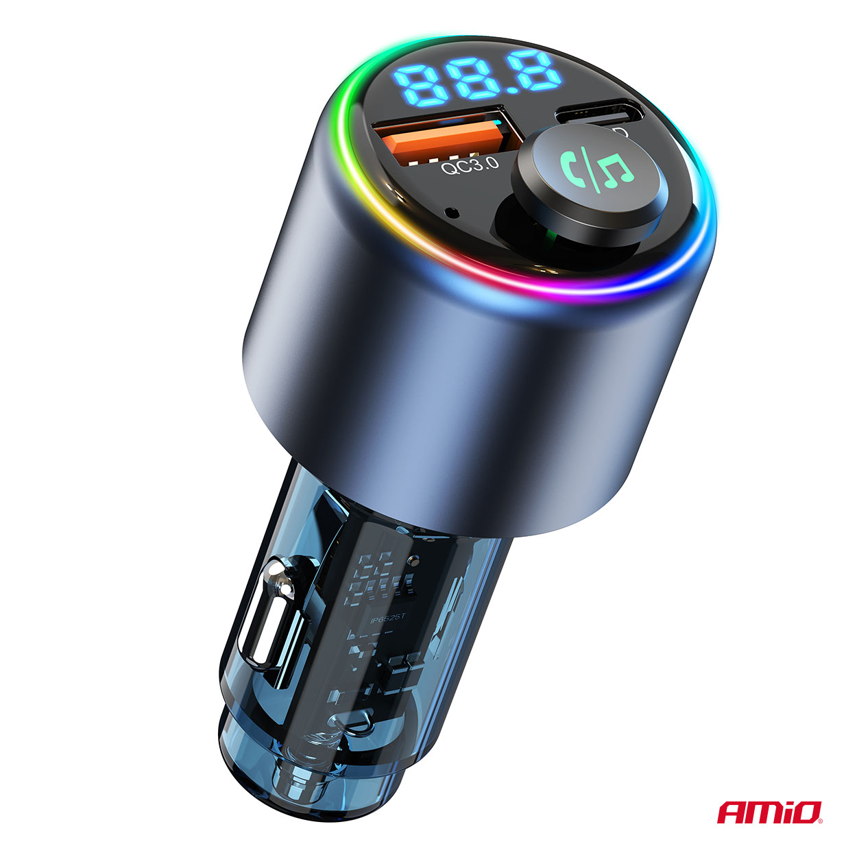 Transmisor FM 1×USB-A 1×USB-C 12V 24V AMIO-04655 7 Transmisor FM 1×USB-A 1×USB-C 12V 24V AMIO-04655