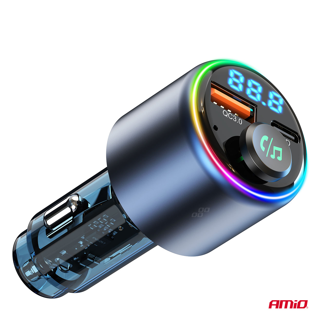 Transmisor FM 1×USB-A 1×USB-C 12V 24V AMIO-04655 8 Transmisor FM 1×USB-A 1×USB-C 12V 24V AMIO-04655