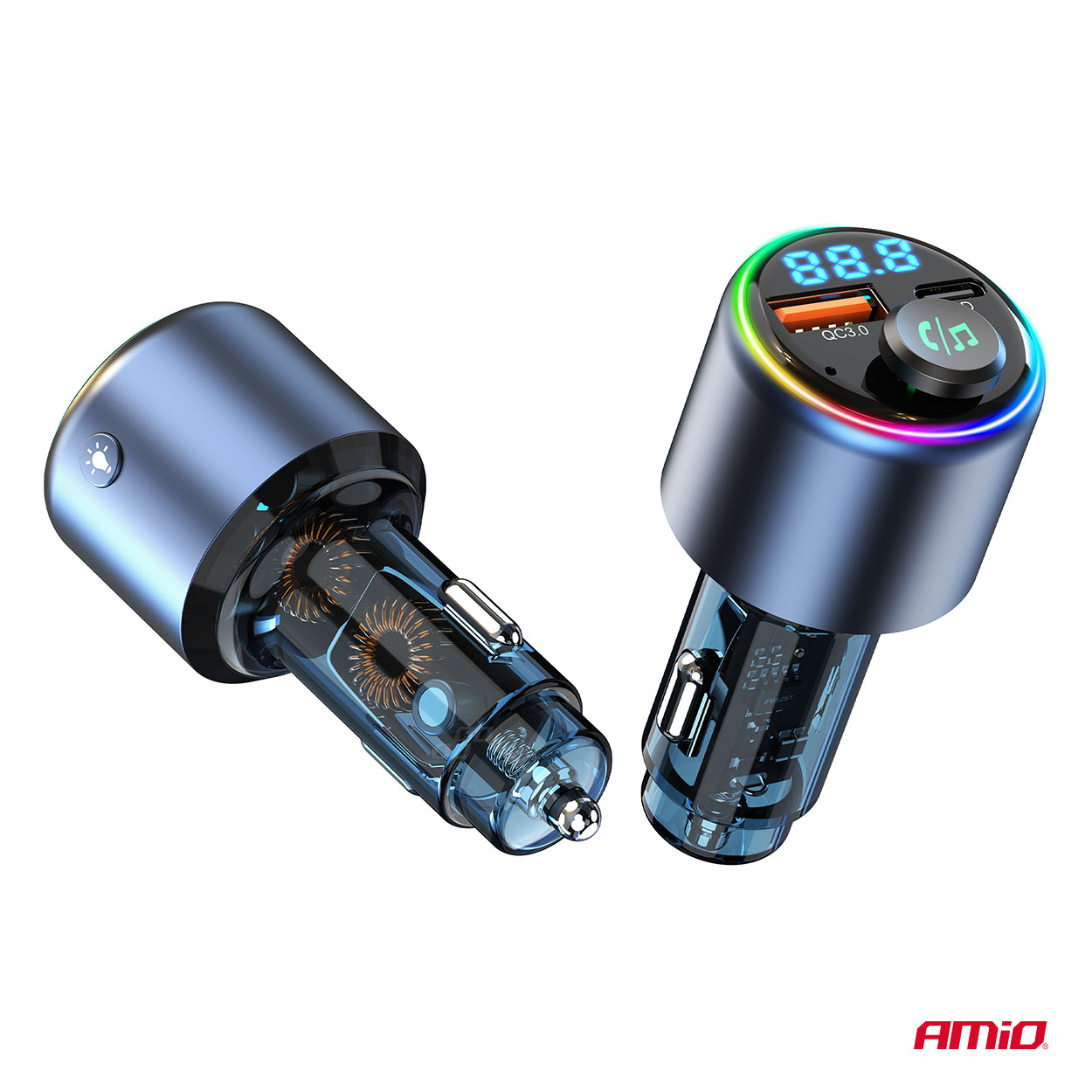 Transmisor FM 1×USB-A 1×USB-C 12V 24V AMIO-04655 9 Transmisor FM 1×USB-A 1×USB-C 12V 24V AMIO-04655