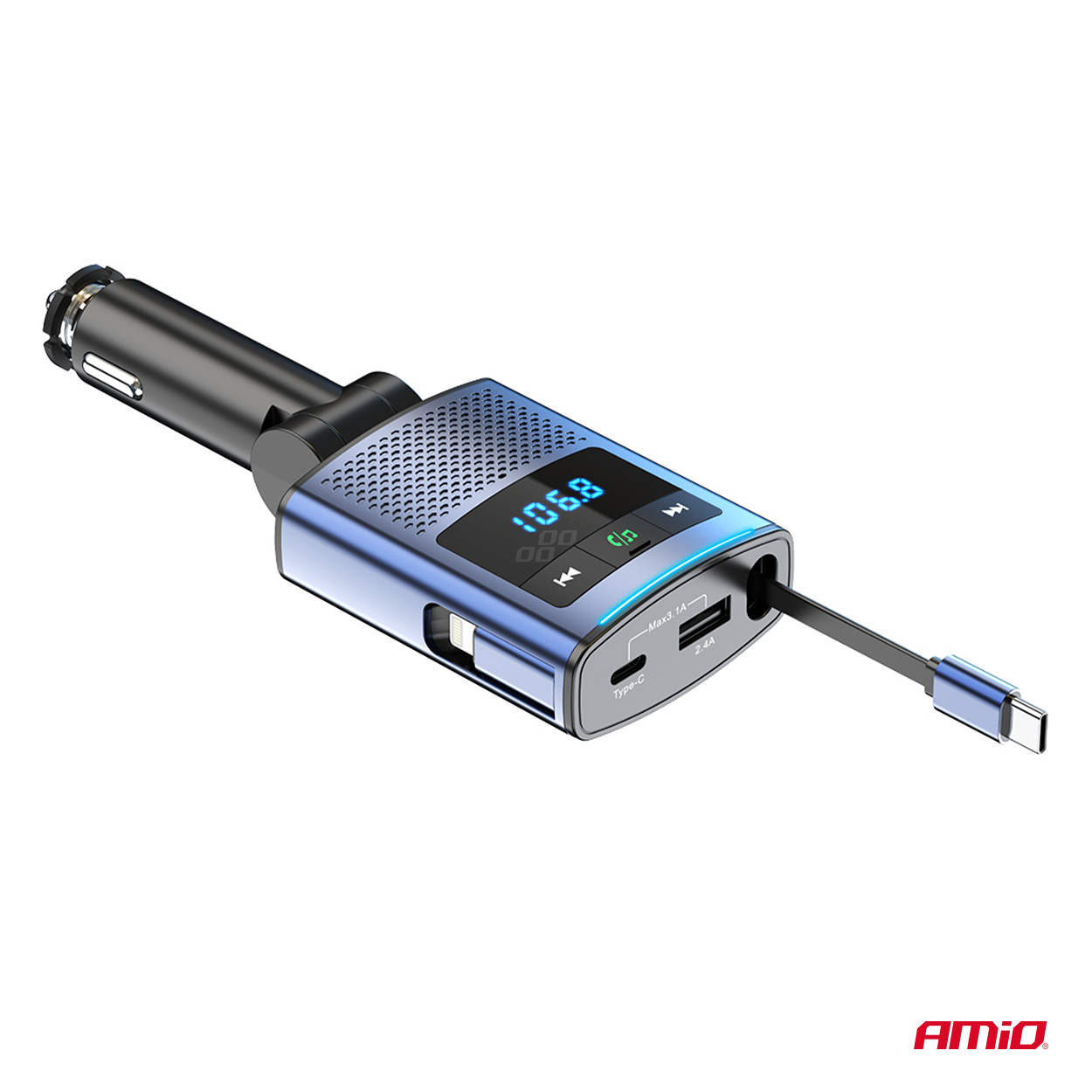 Transmisor FM 1×USB-A 1×USB-C 12V 24V AMIO-04656 9 Transmisor FM 1×USB-A 1×USB-C 12V 24V AMIO-04656