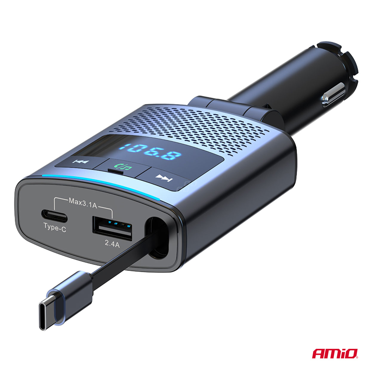 Transmisor FM 1×USB-A 1×USB-C 12V 24V AMIO-04656 10 Transmisor FM 1×USB-A 1×USB-C 12V 24V AMIO-04656