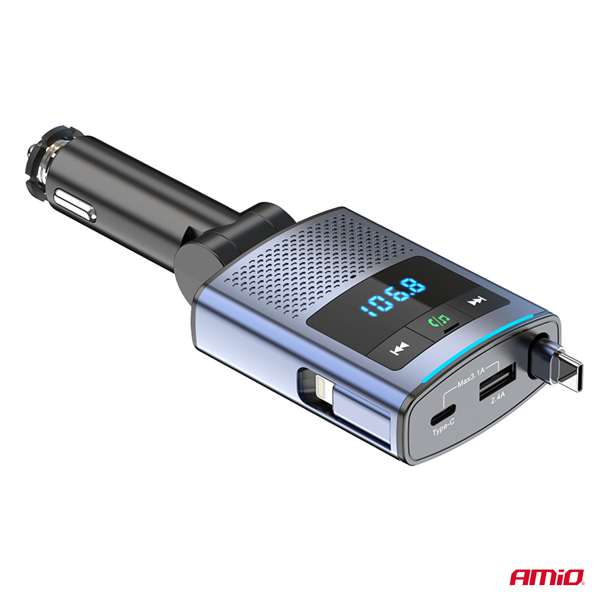Transmisor FM 1×USB-A 1×USB-C 12V 24V AMIO-04656 12 Transmisor FM 1×USB-A 1×USB-C 12V 24V AMIO-04656