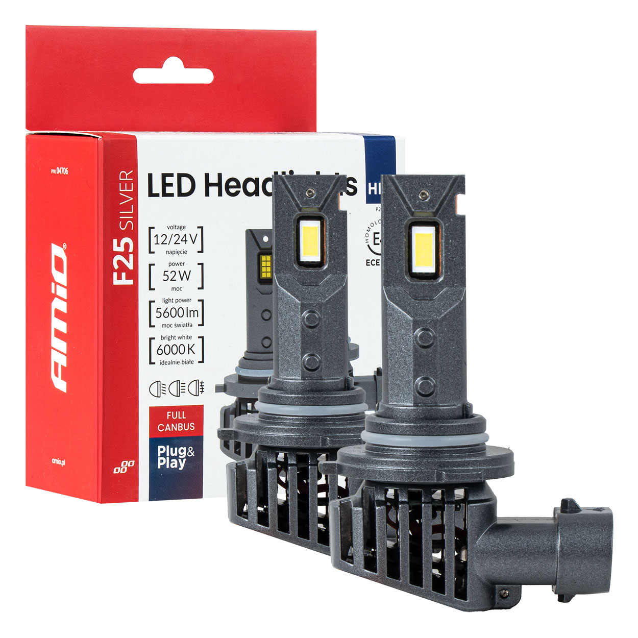 Kit LED Serie F25 SILVER FULL CANBUS HB3 9005 52W 12V 24V AMIO-04706 1 Kit LED Serie F25 SILVER FULL CANBUS HB3 9005 52W 12V 24V AMIO-04706