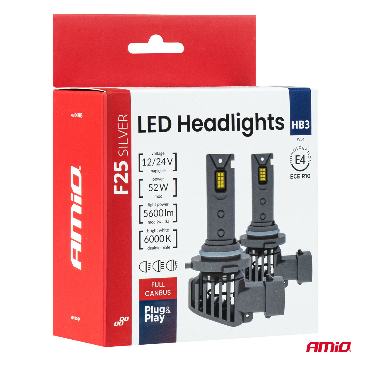 Kit LED Serie F25 SILVER FULL CANBUS HB3 9005 52W 12V 24V AMIO-04706 6 Kit LED Serie F25 SILVER FULL CANBUS HB3 9005 52W 12V 24V AMIO-04706