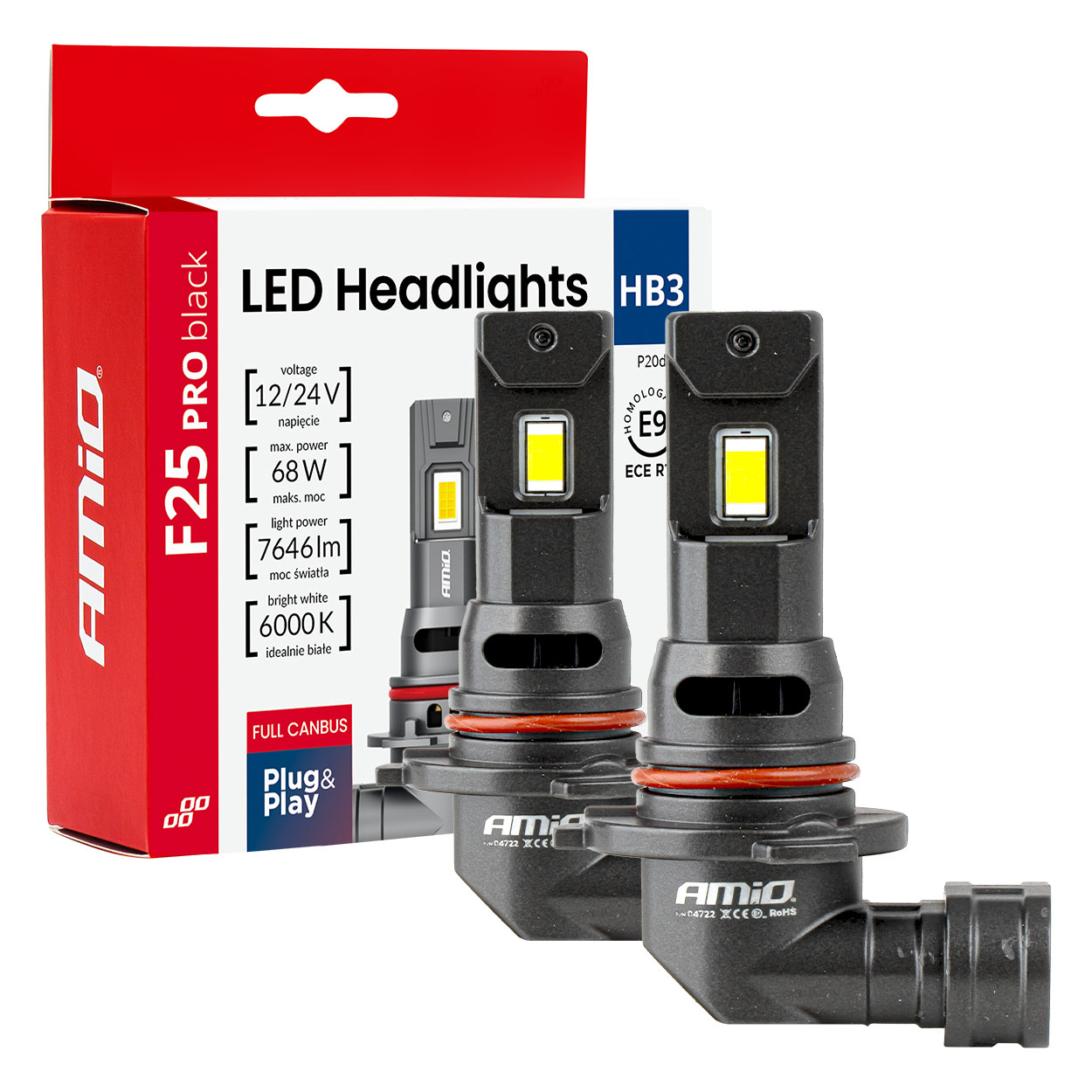 Kit LED Serie F25 PRO BLACK FULL CANBUS HB3 68W 12V 24V AMIO-04722 1 Kit LED Serie F25 PRO BLACK FULL CANBUS HB3 68W 12V 24V AMIO-04722
