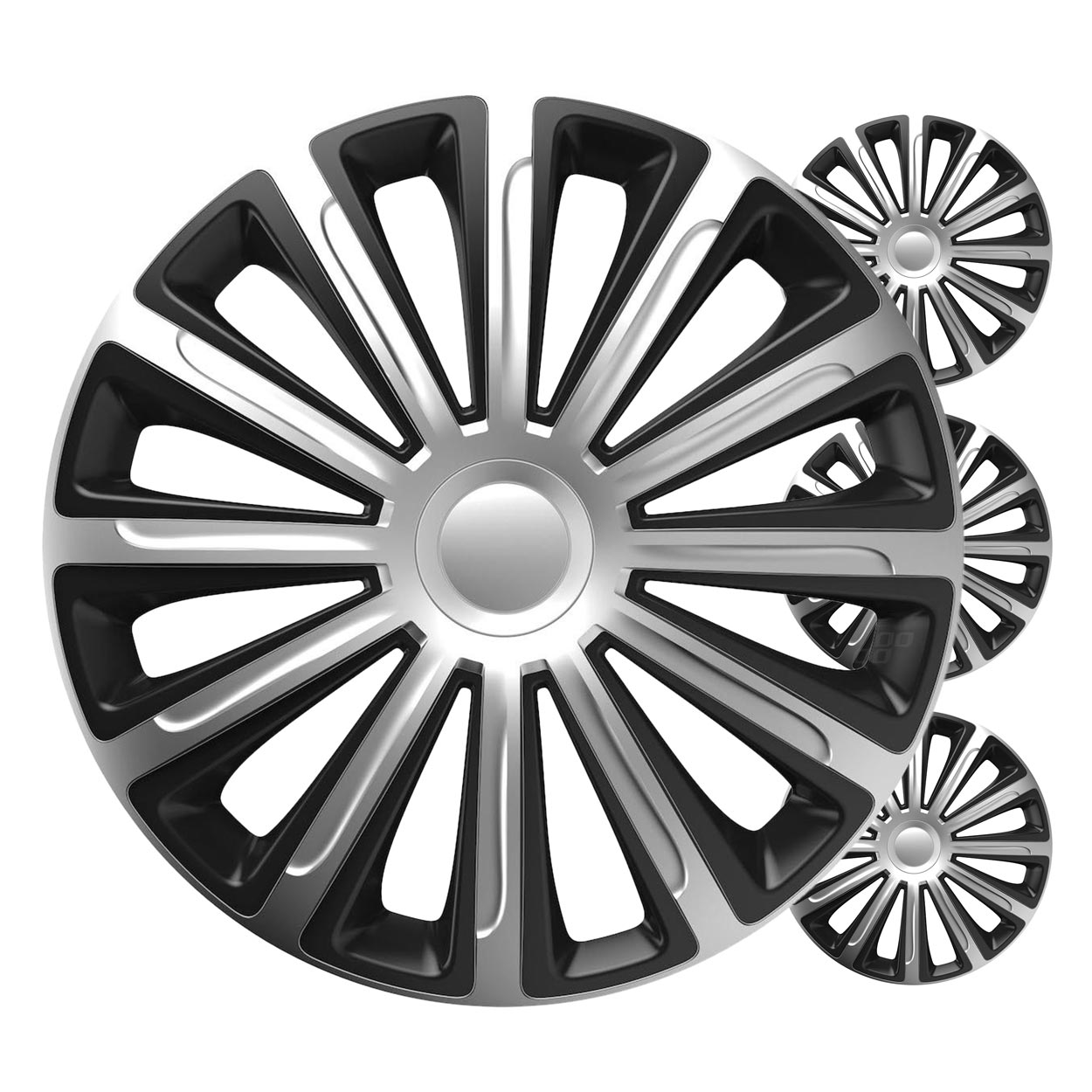 Tapacubos coche 4pcs set Trend negro y plata 15" COLOR BOX 1 Tapacubos coche 4pcs set Trend negro y plata 15" COLOR BOX