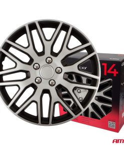 Tapacubos coche 4pcs set Dakar negro y plata 14" COLOR BOX