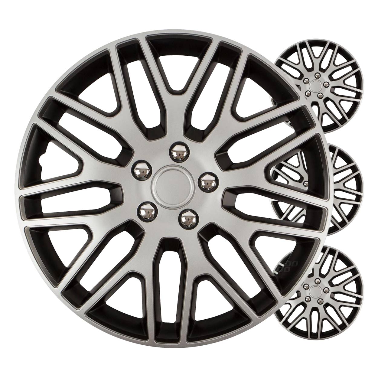 Tapacubos coche 4pcs set Dakar negro y plata 16" COLOR BOX 1 Tapacubos coche 4pcs set Dakar negro y plata 16" COLOR BOX