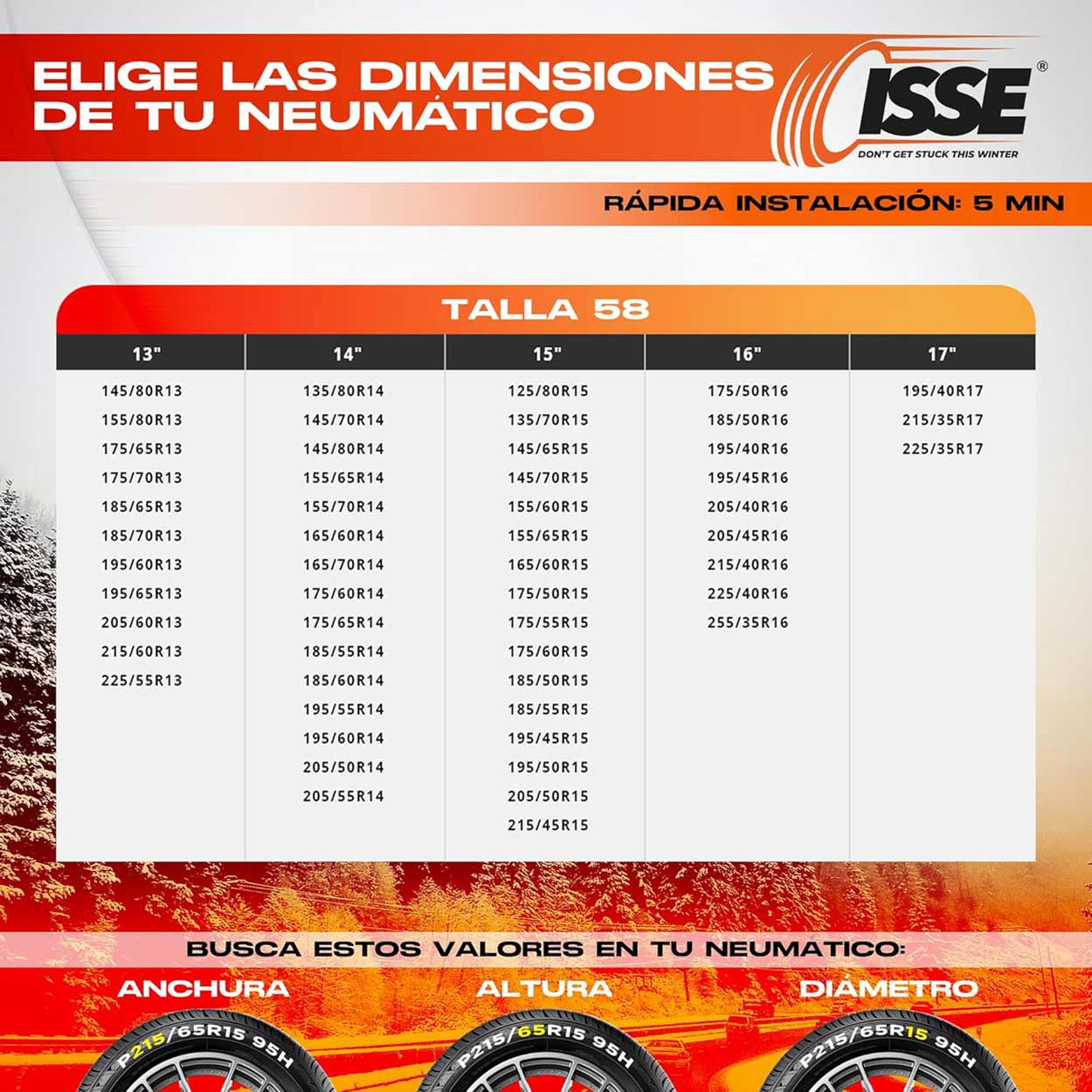 Cadenas de nieve textiles Isse Super 58 2 ud 10 Cadenas de nieve textiles Isse Classic 58 2 ud