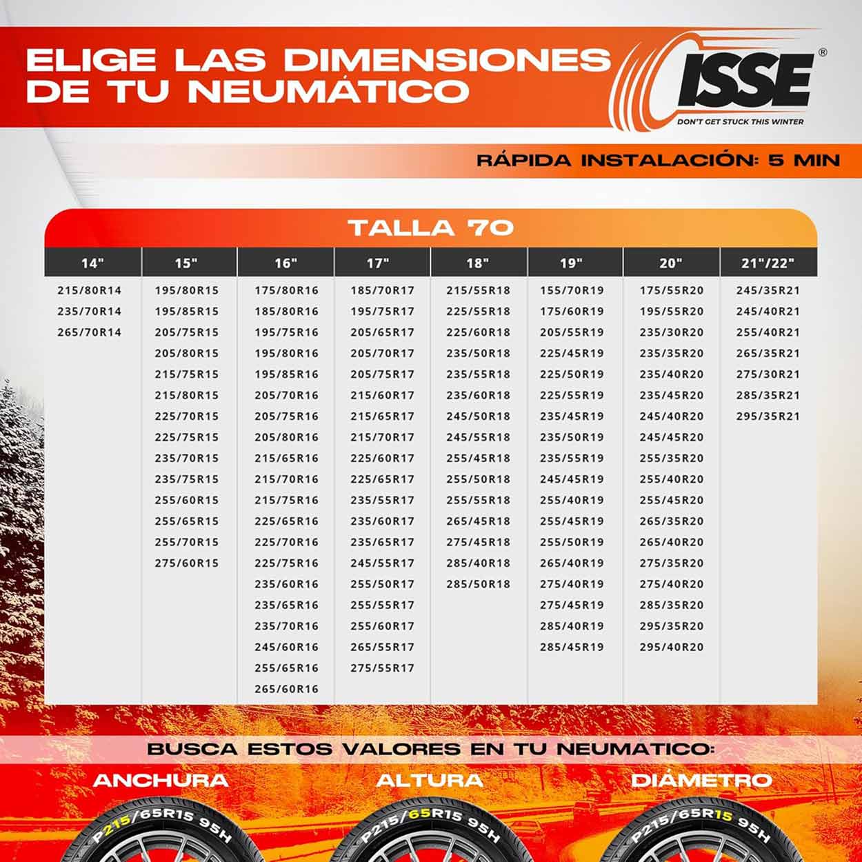 Cadenas de nieve textiles Isse Super 70 2 ud 1 Cadenas de nieve textiles Isse Classic 70 2 ud