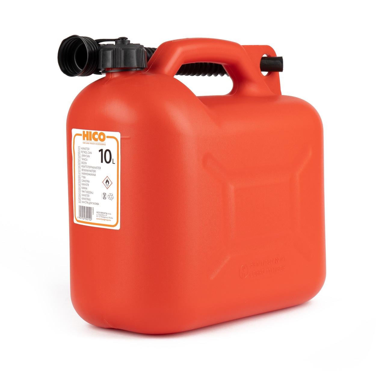 Bidón plástico para conbustible 10L, rojo 3 Bidón plástico para conbustible 10L, rojo