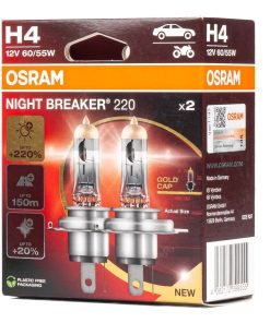 Bombilla Halógena Osram H4 12V 60/55W P43t NIGHT BREAKER 200 /2 unid.