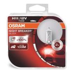 Bombilla Halógena Osram H11 12V 55W PGJ19-2 NIGHT BREAKER SILVER+100% /2unid.