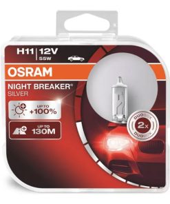 Bombilla Halógena Osram H11 12V 55W PGJ19-2 NIGHT BREAKER SILVER+100% /2unid.