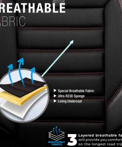 Juego de fundas para asientos de coche OTOM LIMITED 101 BLACK/RED 3-ZIP