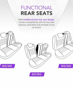 Juego de fundas para asientos de coche OTOM RUBY 1202 GREY/BLACK 3-ZIP