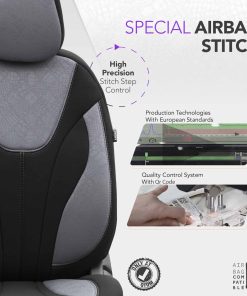 Juego de fundas para asientos de coche OTOM RUBY 1202 GREY/BLACK 3-ZIP