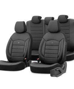 Juego de fundas para asientos de coche OTOM INSPIRE 3501 BLACK ECO-LEATHER 3-ZIP