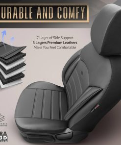 Juego de fundas para asientos de coche OTOM INSPIRE 3501 BLACK ECO-LEATHER 3-ZIP
