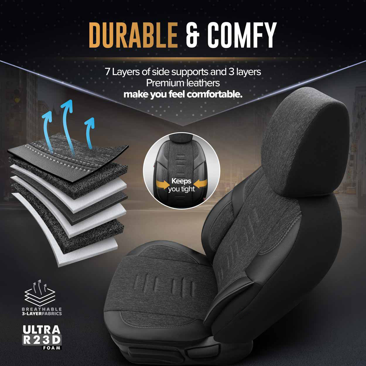 Juego de fundas para asientos de coche OTOM THRONE 102 SMOKED 3-ZIP 4 Juego de fundas para asientos de coche OTOM THRONE 102 SMOKED 3-ZIP