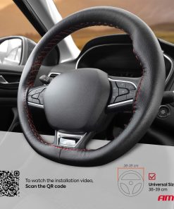 Cubierta del Volante ATADA color negro con hilo rojo 38-39 mm