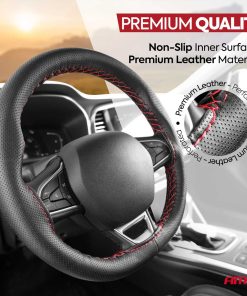 Cubierta del Volante PERFIORADA ATADA color negro con hilo rojo 38-39 mm