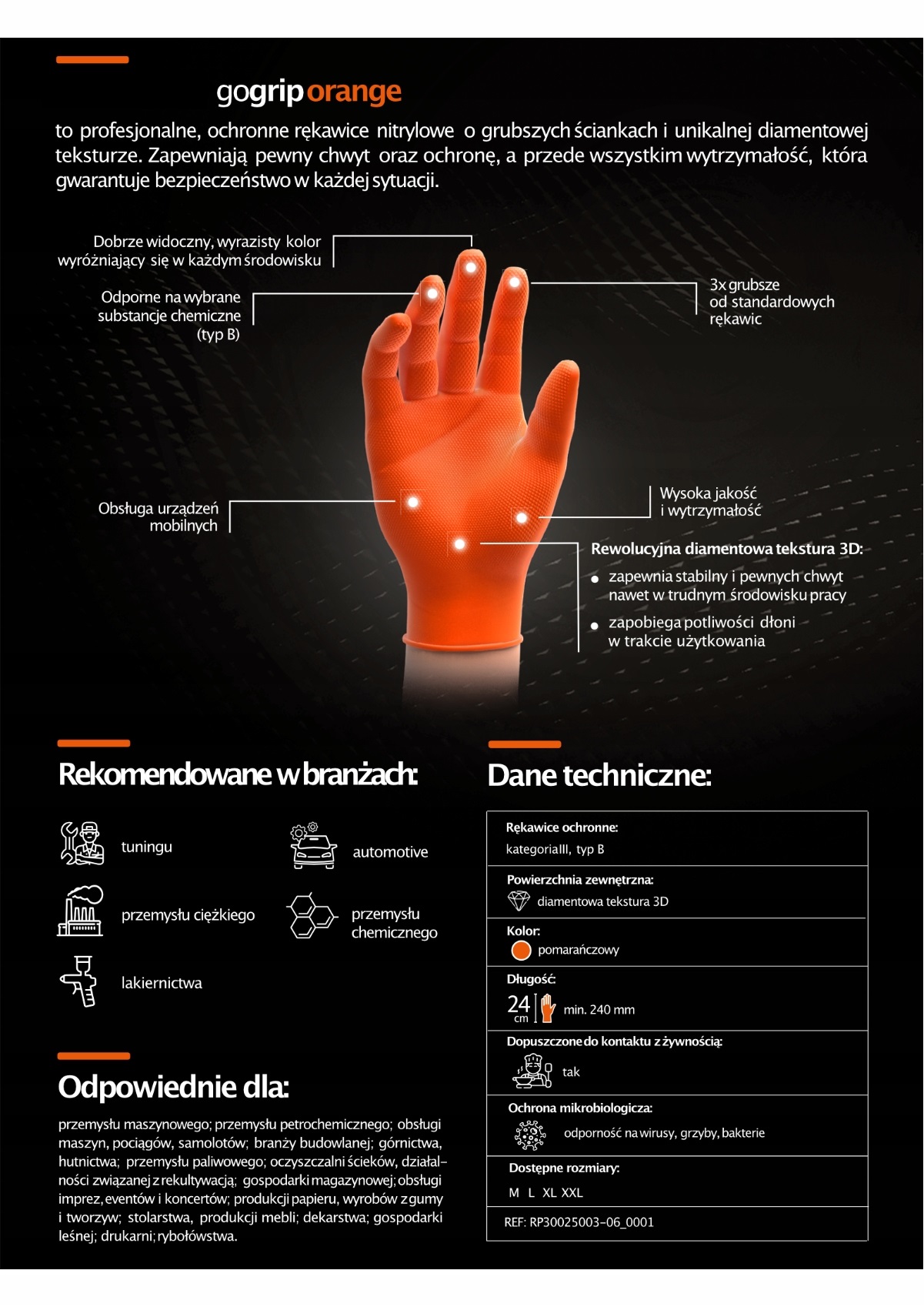 Guantes de nitrilo GoGrip naranja talla L, 50 uds. 2 Guantes de nitrilo GoGrip naranja talla L, 50 uds.