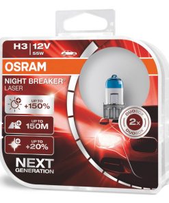 Bombilla Halógena Osram H3 12V 55W PK22S NIGHT BREAKER LASER +150% /2 unid.