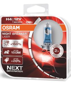 Bombilla Halógena Osram H4 12V 60/55W P43t NIGHT BREAKER LASER +150% /2 unid.