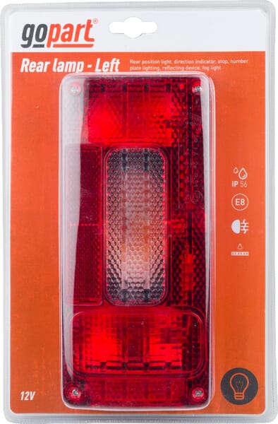 Luz trasera, LH rectangular, 12/24V, 180x100x80mm