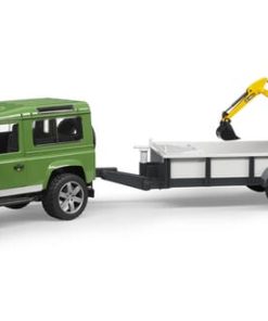 Land Rover con remolque y excavadora