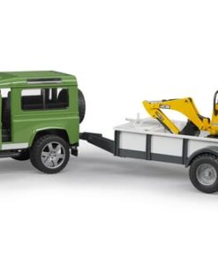 Land Rover con remolque y excavadora