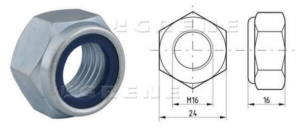 Tuerca hexagonal DIN985 M16x2.00 acero zincado 8.8, Kramp 5 Tuerca hexagonal DIN985 M16x2.00 acero zincado 8.8, Kramp - Imagen 5