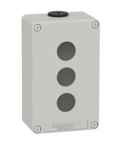 Caja de pulsadores, metal, 3 orificios