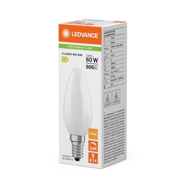 Lámpara LED B60DIM 5.9W 827 E14 2 Lámpara LED B60DIM 5.9W 827 E14 - Imagen 2