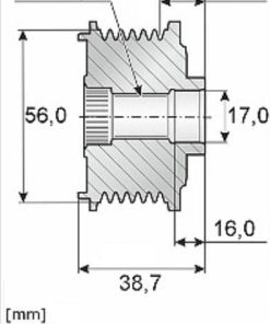 Polea de alternador, rueda libre con desvío de eje 16 mm 9 Polea de alternador, rueda libre con desvío de eje 16 mm
