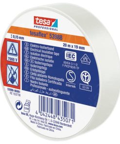 Cinta aislante, blanca, 20 m x 19 mm TesaFLEX®