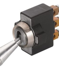Interruptor basculante, S28, 3-pin, Ø 12,5 mm, cromado