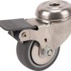 Rueda industrial giratoria en goma: Ø50 x 19 mm, orificio único para pasador en acero inoxidable con freno. Capacidad: 50 kg, Tente 2 Rueda industrial giratoria en goma: Ø50 x 19 mm, orificio único para pasador en acero inoxidable con freno. Capacidad: 50 kg, Tente