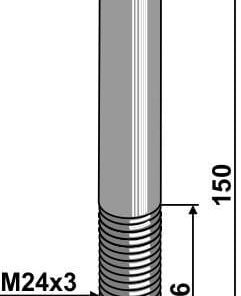 Tornillo de cabeza hexagonal M24x3x150/66 5 Tornillo de cabeza hexagonal M24x3x150/66