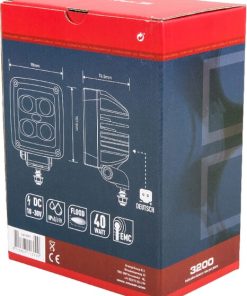 Faro de trabajo LED, 40W, 4500lm, cuadrado, blanco, 101x74.5x98mm, enchufe Deutsch, proyector amplio, 4 LEDs, Kramp
