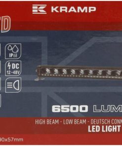 Barra luces LED, 120 W, 6500 lm, rectangular, 12/48V, blanca, 486 x 90 x 57 mm, conector Deutsch de 3 pines, luz diurna cortas/largas, Kramp 39 Barra luces LED, 120 W, 6500 lm, rectangular, 12/48V, blanca, 486 x 90 x 57 mm, conector Deutsch de 3 pines, luz diurna cortas/largas, Kramp