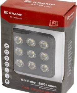 Faro de trabajo LED, 90 W, 6800 lm, cuadrado, 12/24 V, blanco, 108 x 120,7 x 52,7 mm enchufe Deutsch, luz de proyección, 18 LEDs