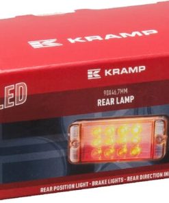 Luz trasera multifunción/multiposición LED, rectangular, 12-24 V, 107,4 x 46,7 x 23 mm, Kramp